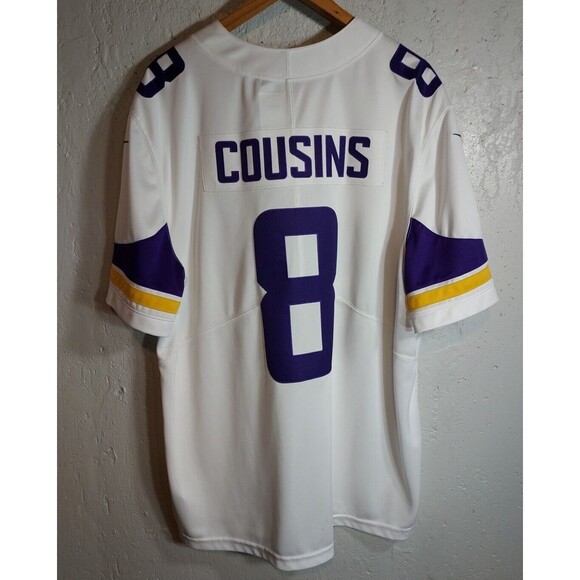 KIRK COUSINS #8 Vikings Away Jersey NFL On Field Nike Dri Fit XXL White V Neck - Picture 1 of 11